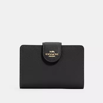 Большой кошелек COACH Medium Corner Zip, золотой/черный