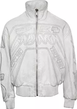 Бомбер Balmain Motor Leather Bomber 'Blanc/Gris Clair', загар