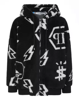Бомбер из эко меха Monogram Philipp Plein, черный