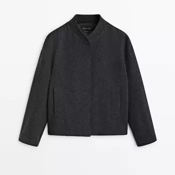 Бомбер Massimo Dutti Wool blend, серый