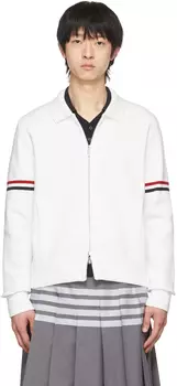 Бомбер Off-White с миланской стежкой Thom Browne