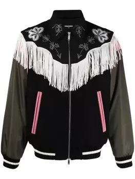 Бомбер с бахромой Dsquared2, черный