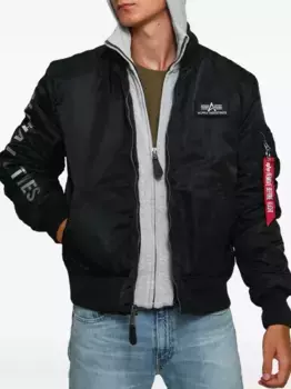 Бомбер с капюшоном Alpha Industries, черный