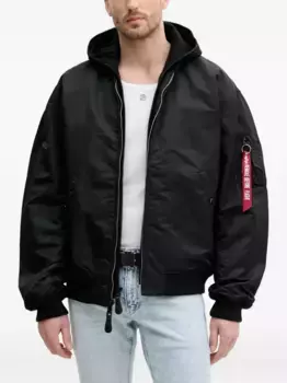 Бомбер с капюшоном Alpha Industries, черный