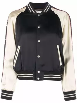 Бомбер с контрастной отделкой Saint Laurent, черный