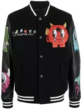 Бомбер с нашивками Philipp Plein, черный