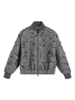 Бомбер с пайетками Brunello Cucinelli Kids, серый