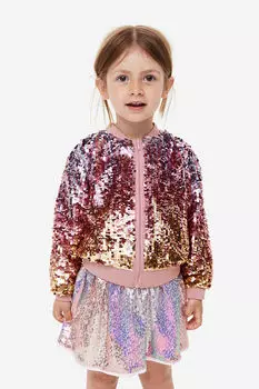 Бомбер с пайетками H&M, розовый