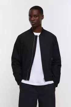 Бомбер стандартного кроя на молнии River Island, черный