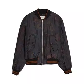 Бомбер свободного кроя Dries Van Noten Темно-синий