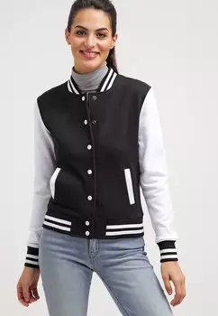 Бомбер Urban Classics LADIES 2-TONE COLLEGE SWEATJACKET, цвет Black/White