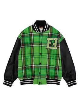 Бомбер в клетку Fendi Kids, зеленый