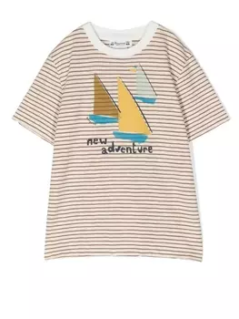 Bonpoint stripe pattern short-sleeve T-shirt, нейтральный цвет