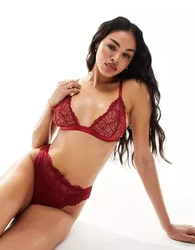 Бордовый кружевной бюстгальтер с треугольными чашками ASOS DESIGN Sienna
