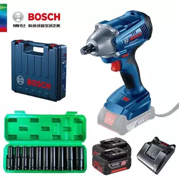 Гайковерт ударный Bosch GDS 250-Li + насадки, два аккумулятора 18V/4.0Ah, зарядное устройство, кейс
