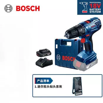 Дрель электрическая Bosch GSB 180-Li + набор насадок, аккумулятор, зарядное устройство, кейс