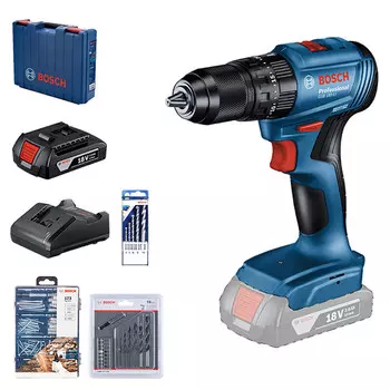 Дрель-шуруповерт Bosch GSB 185-Li с аккумулятором 2.0Ah, аксессуары