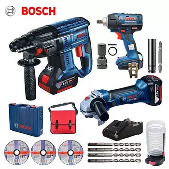 Угловая шлифовальная машина Bosch GWS 180-Li + перфоратор, гайковерт