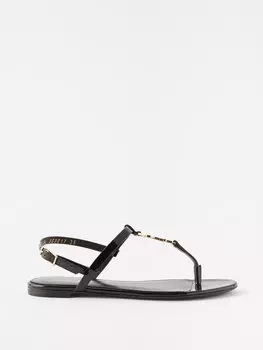 Босоножки cassandra из лакированной кожи Saint Laurent, черный