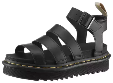 Босоножки на платформе DR. MARTENS "V Blaire", летняя обувь, босоножки, каблук на платформе, с петлей для подтягивания, цвет Black Feli X Rub Off