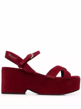 Босоножки на платформе Ferragamo, красный