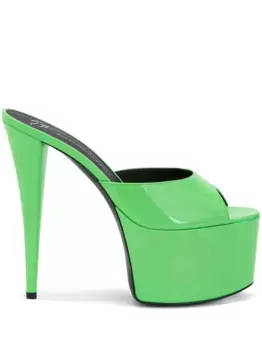 Босоножки на платформе с открытыми носком Giuseppe Zanotti, зеленый