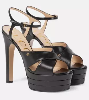 Босоножки на платформе с узором GG Gucci, черный