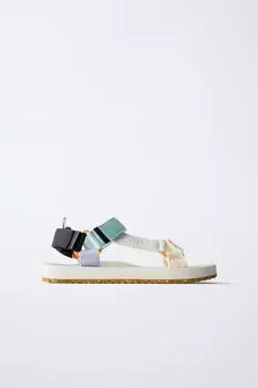 Босоножки на ремешках ZARA, белый