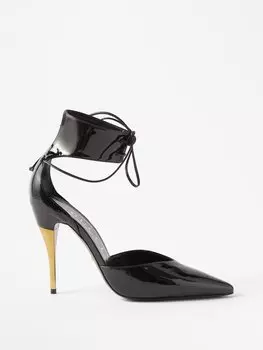 Босоножки priscilla 105 из лакированной кожи Gucci, черный