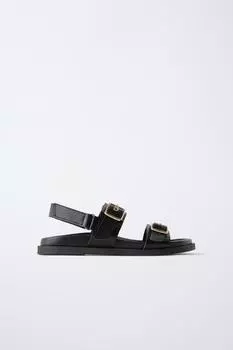 Босоножки с пряжками ZARA, черный