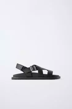Босоножки с пряжками ZARA, черный