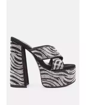Босоножки Sinful High Platform с узором Diamante Slides London Rag, черный