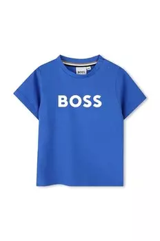 BOSS детская хлопковая футболка, синий