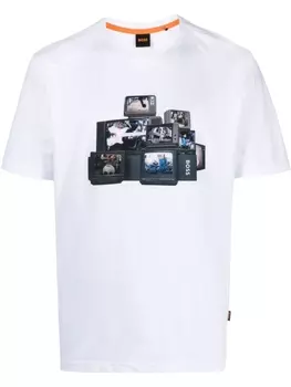 BOSS футболка с аппликацией, белый
