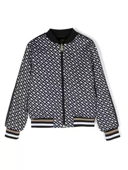 BOSS Kidswear двусторонний бомбер с монограммой, черный