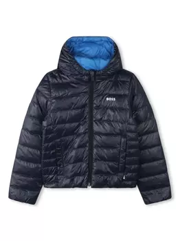 BOSS Kidswear двусторонний пуховик с капюшоном, синий