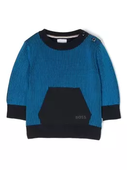 BOSS Kidswear джемпер с логотипом, синий