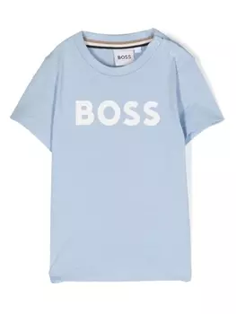 BOSS Kidswear футболка с логотипом, синий