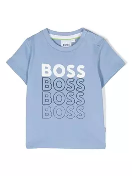 BOSS Kidswear футболка с логотипом, синий