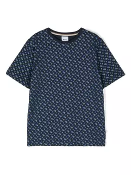 BOSS Kidswear футболка с монограммой, синий