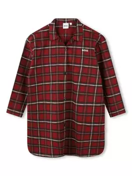 BOSS Kidswear ночная сорочка в клетку, красный