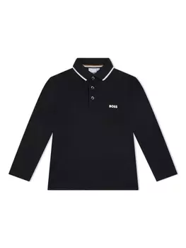 BOSS Kidswear рубашка поло с логотипом, черный