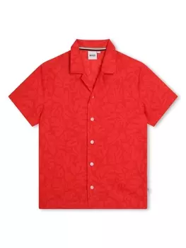BOSS Kidswear рубашка с принтом, красный