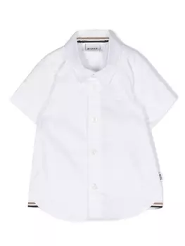 BOSS Kidswear рубашка с вышитым логотипом, белый