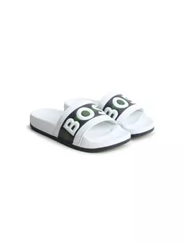 BOSS Kidswear шлепанцы с тисненым логотипом, белый