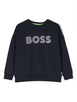 BOSS Kidswear толстовка с логотипом, синий