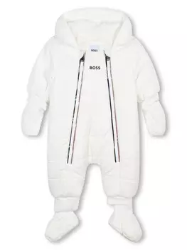 BOSS Kidswear утепленный зимний комбинезон с логотипом, белый