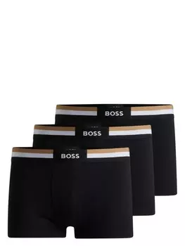 BOSS комплект из трех трусов-брифов с логотипом, черный