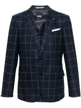BOSS пиджак в клетку Windowpane, синий