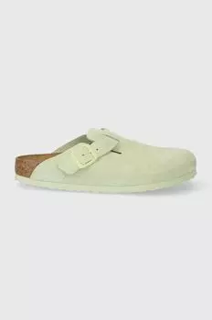 Бостонские замшевые тапочки Birkenstock, зеленый